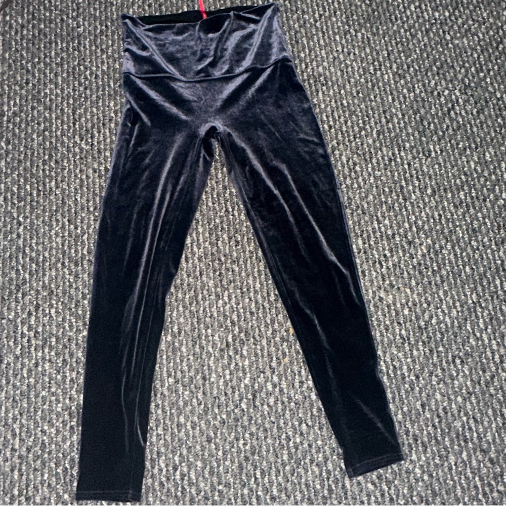 SPANX Black Velvet High-Waist Leggings
